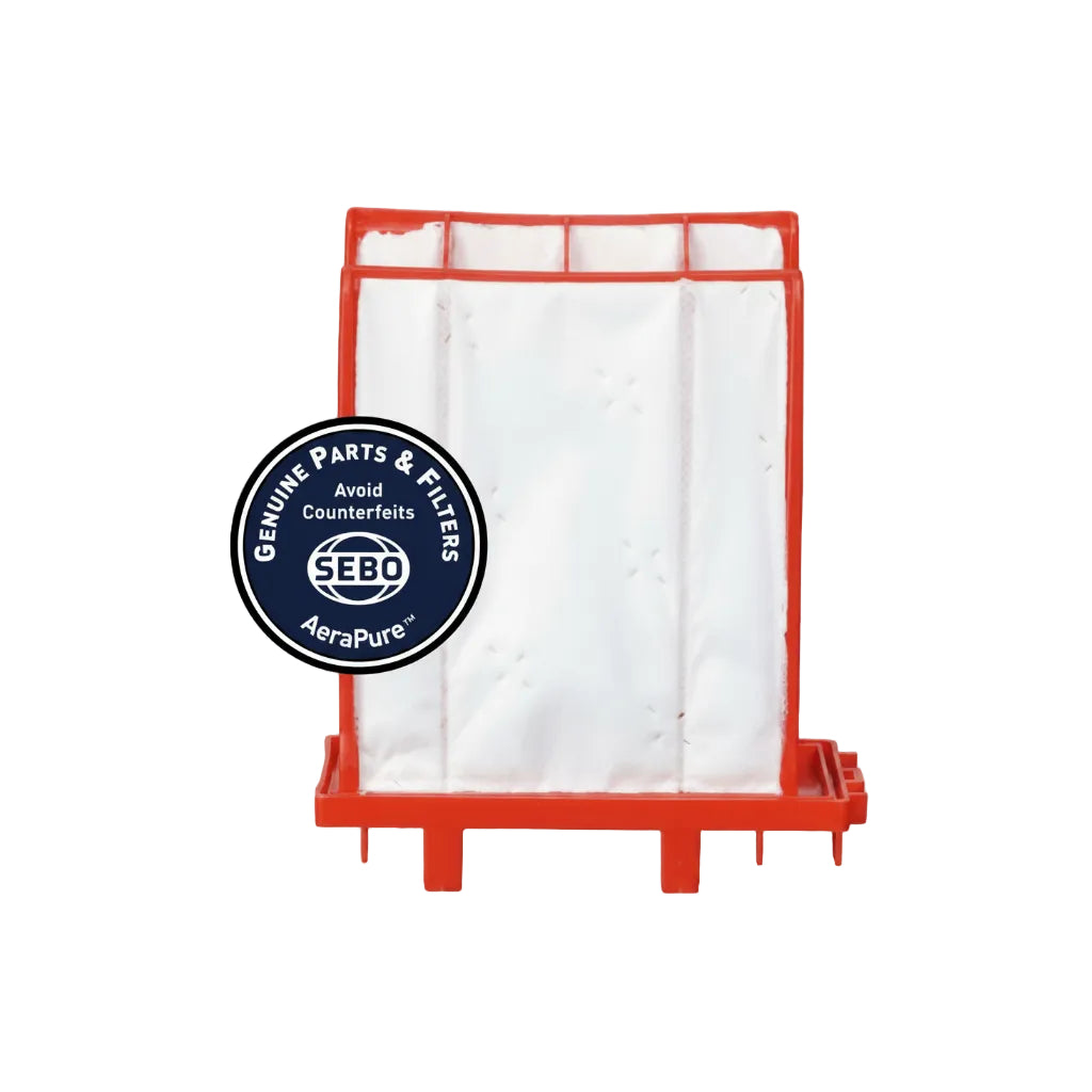 SEBO Aerapure filter with red frame on a white background
