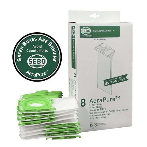 SEBO Airbelt K1, K2, K3 Filter Box Bags 6629AM (8 Pack)
