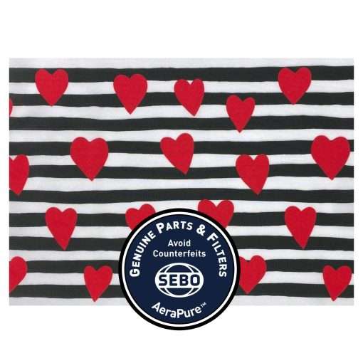 SEBO Felix & Dart Microfilter with textile (black/white, red hearts)