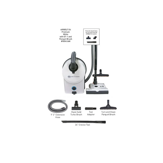 SEBO AIRBELT D4 Value Pack Bundle Premium White Canister Vacuum