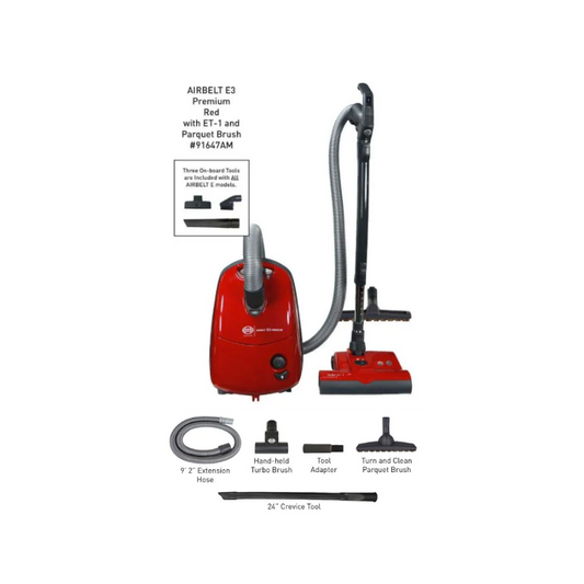 SEBO AIRBELT E3 Value Pack Bundle Premium Red Canister Vacuum