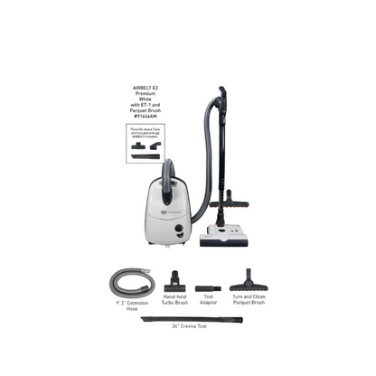 SEBO AIRBELT E3 Value Pack Bundle Premium White Canister Vacuum