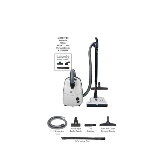 SEBO AIRBELT E3 Value Pack Bundle Premium White Canister Vacuum