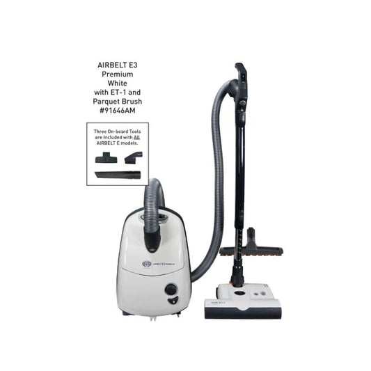 SEBO AIRBELT E3 Canister Vacuum Cleaner with Power Head White 91646AM