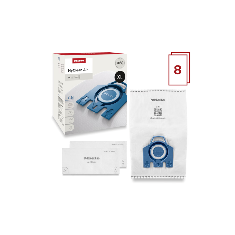 Miele Type GN HyClean Dustbags 8 Pack — Classic C1, Complete C3 & S-Series