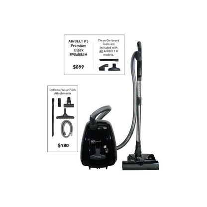 SEBO AIRBELT K3 Onyx Canister Vacuum Cleaner with Power Head 90688AM