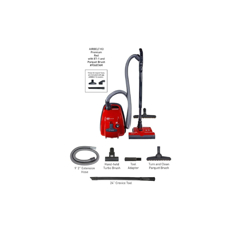 SEBO AIRBELT K3 Value Pack Bundle Premium Canister Vacuum Cleaner Red