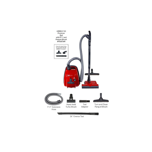 SEBO AIRBELT K3 Value Pack Bundle Premium Canister Vacuum Cleaner Red