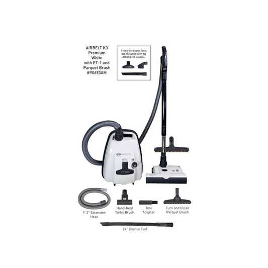 SEBO AIRBELT K3 Value Pack Bundle Premium Canister Vacuum Cleaner White