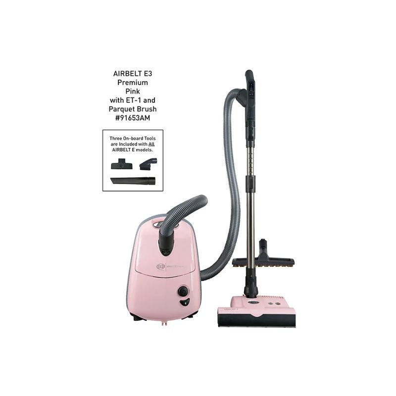 SEBO AIRBELT E3 Premium Pastel Pink Canister Vacuum 91653AM