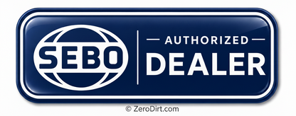 SEBO Authorized Dealer logo on a blue background_zerodirt.com